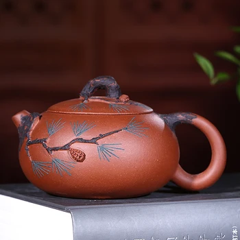 

Authentic handmade ceramic tea-pot yixing undressed ore mud manual pine needles xi shi antique pot