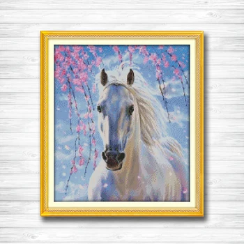 

White horse Counted Printed on the canvas DMC 11CT 14CT Cross Stitch kits needlework Sets full embroidery,animal Home Decoration