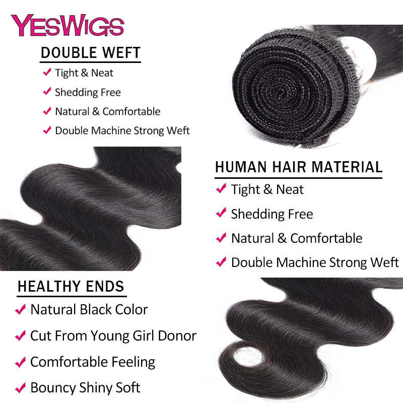 Body Wave Bundles Brazilian Hair Weave Bundles Remy Human Hair Extensions No Tangle 1/3/4 Pieces 30 Inch Hair Extension Yeswigs Body Wave Bundles Brazilian Hair Weave Bundles Remy Human Hair Extensions No Tangle 1/3/4 Pieces 30 Inch Hair Extension Yeswigs