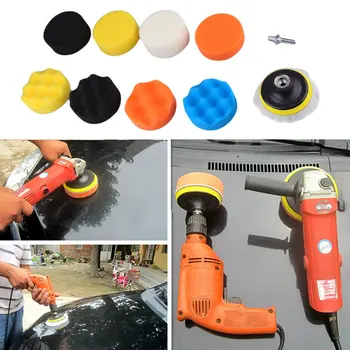 

10 Pieces Gross Polishing Buffer Pad Set 4 Buffing Pad Kit with 3 Pads 1 Backing Plate 5 Sanding Paper and 1/4 Drill Adaptor