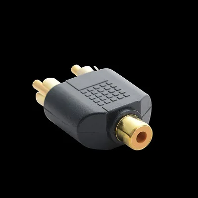 New 1RCA Female to 2RCA Male Adapter AV Audio Video Plug RCA Female to Male RCA Y Splitter Cable Black for PC HDTV MP3/4/5