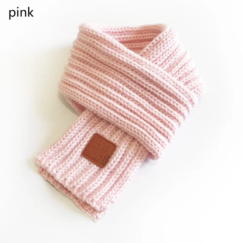 Pink scarf Детские вязаные шапки, хороший подарок, сохраняющие тепло, Плюшевые Вязаные ребристые детские зимние принадлежности, шапка, шарф, набор для девочек, кольца для мальчиков, шарфы, 2 шт - Цвет: Pink scarf