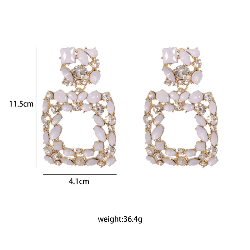 JURAN Newly Beige Crystal Dangle Earrings Charm Jewelry Boho Women Wedding Gifts Friends Party Statement Earrings Accessories