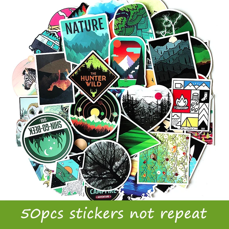 Outdoor scenery Doodle laptop sticker 50pcs Easy to paste or peel Clear printing for macbook pro computer stickers mac decal | Компьютеры
