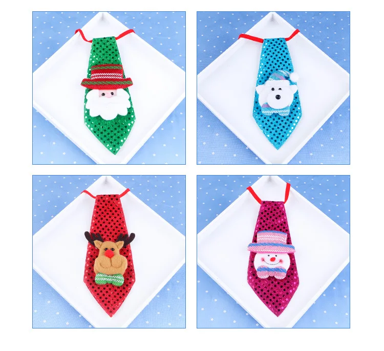Декоративные рождественские подарки для детей, галстук с блестками, креативный светильник, Рождественская елка, подвесное украшение, Санта-Клаус, олень, снеговик, медведь