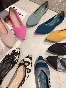 Женские трикотажные ботинки NAN JIU MOUNTAIN, с острым носком, на плоской подошве, для осени, 2021, 43