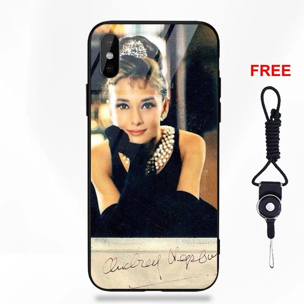 as picture Мягкий ТПУ чехол+ чехол из закаленного стекла для мобильного телефона Apple iPhone 5 5C 5S SE 6 6S 7 8 Plus X XS Max XR Одри Хепберн - Цвет: as picture