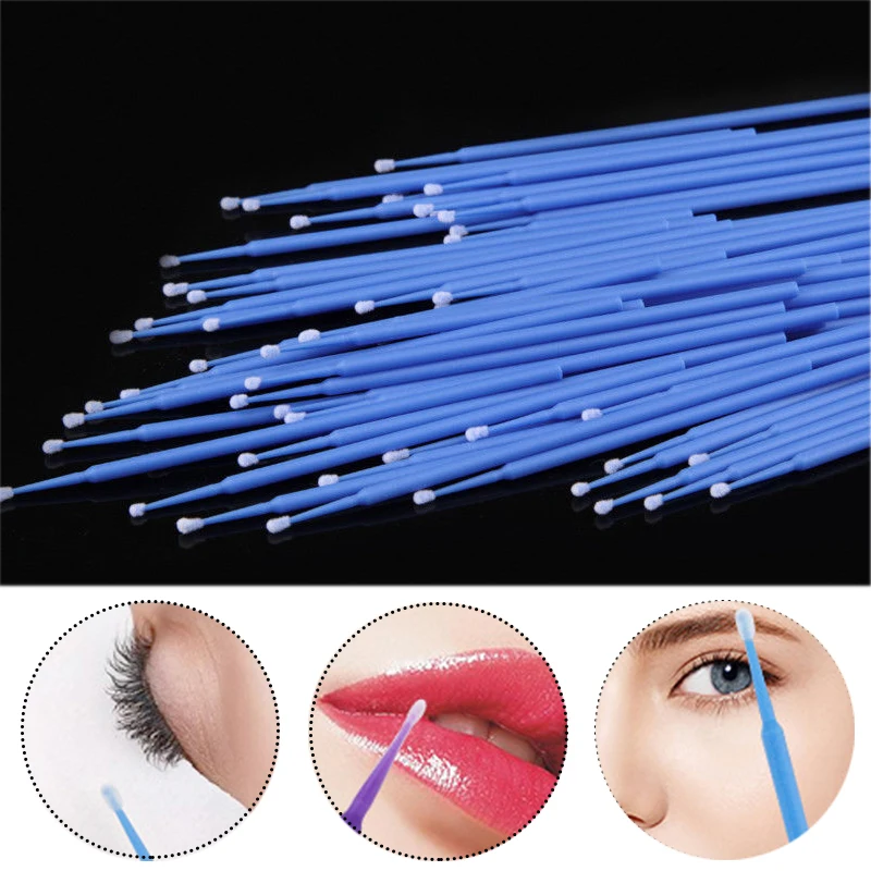 100 _ ватные палочки для бровей и ресниц пластиковая микро щетка одноразовый