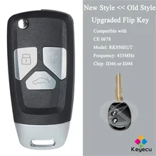KEYECU – porte-clés télécommande à 2 boutons, 433MHz, ID46 ou ID48, mis à niveau, pour Chevrolet Spark 2013, Aveo 2009 2010 – 2016
