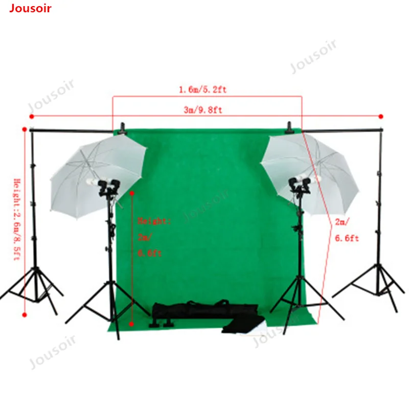 2.6*3m photography background frame+1.6*2m background cloth+33 inch soft light umbrella photography light set CD50 T03