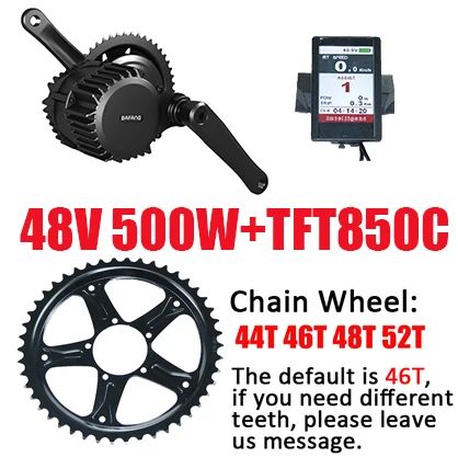 48V500W850C Bafang мотор BBS02 BBS01 48v 750 w/500 w 36V 250 W/350 W/500 W 8fun, фара для электровелосипеда в двигатель комплект для электрического велосипеда, конверсионный набор, BBS02B BBS01B - Цвет: 48V500W850C