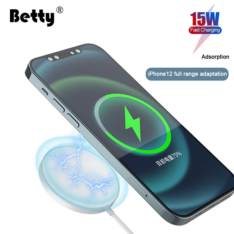 Betty Wireless Charger For iPhones Magnetic type c magsafing 12 Pro Max 15W Qi Fast Charger Adapter Headset Wireless Chargers