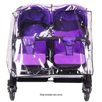 

Zipper Open Stroller Rain Cover Pushchair Protection Transparent Accessories Twin Baby Foldable PVC Wind Dust Shield Pram
