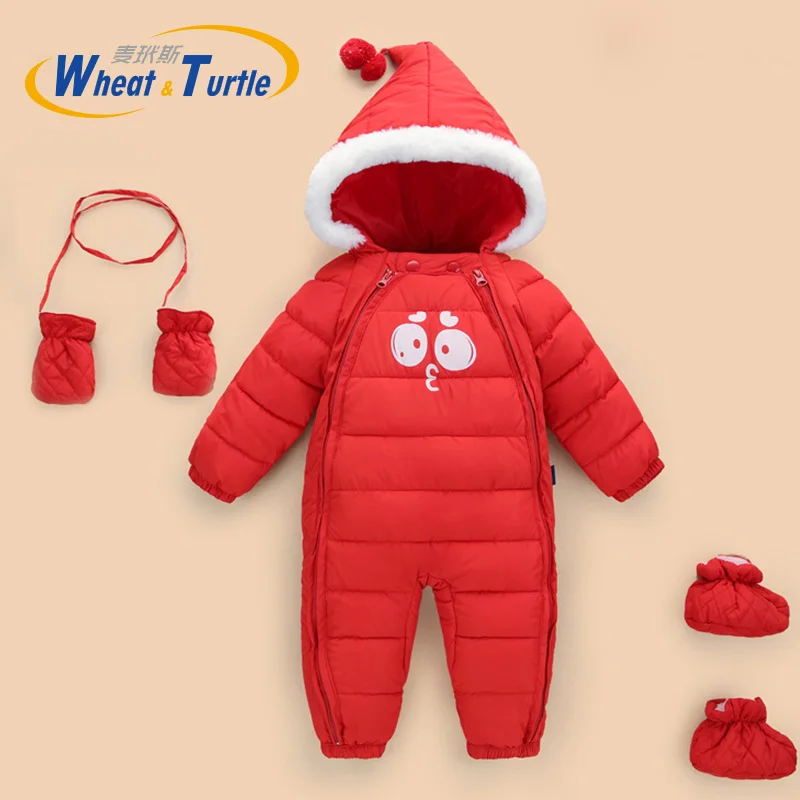 Одежда для мамы и ребенка Цельный комбинезон с капюшоном младенцев Хлопковый