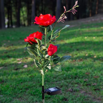 

HHONG Solar Powered LED Decorative Rose Flower with Stake Easy-to-install for Outdoor Use Waterproof LED Garden Light