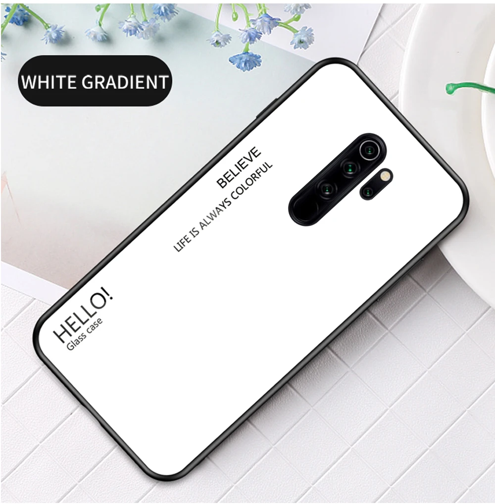 Tempered Glass Case For Xiaomi Redmi Note 8 Pro Case K20 Gradient Color Cover For Xiaomi Note 8T Mi 10 9T CC9 Pro Mi 9 lite Case xiaomi leather case custom