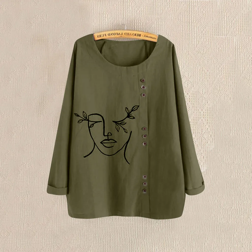 

Womens blouses 2019 Casual Loose Button Plus Size Print Boho clothing Tunic Shirt for women Blouse Tops white blusas elegantes