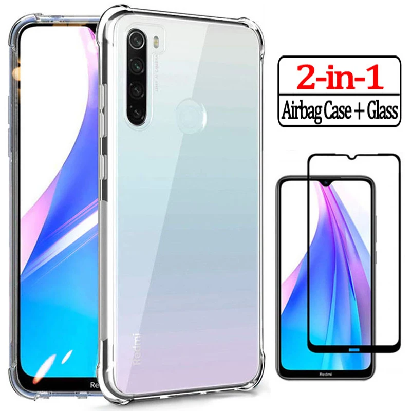Стекло и чехол 2-в-1 для Xiaomi redmi 8A Мягкий противоударный с подушкой безопасности 8 7A
