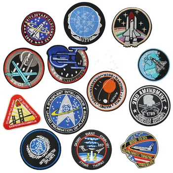

Alien Universe Space Rocket Spaceship Patches Badges Astral Embroidered Clothes Patches Iron on Stickers Cloth Decoration Label