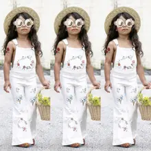 Детский комбинезон с цветочным рисунком для девочек платье на подтяжках с цветами брюки с нагрудником комбинезоны детский Модный повседневный комплект одежды От 1 до 6 лет