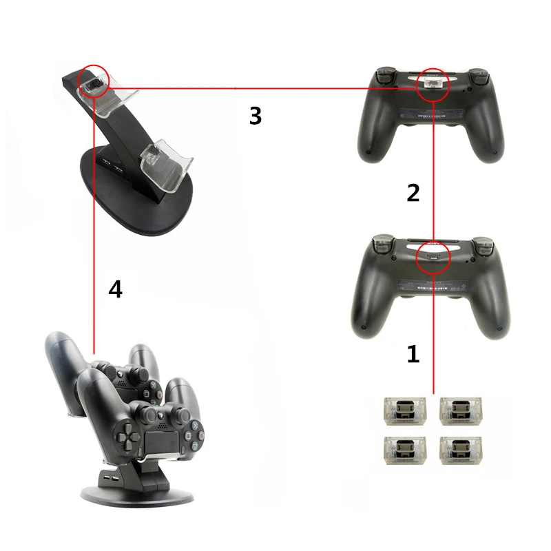 Двойной USB контроллер Зарядное устройство Док-станция для PS4 светодиодный зарядная подставка Подставка для sony Playstation 4/PS4 Pro/PS4 тонкий контроллер
