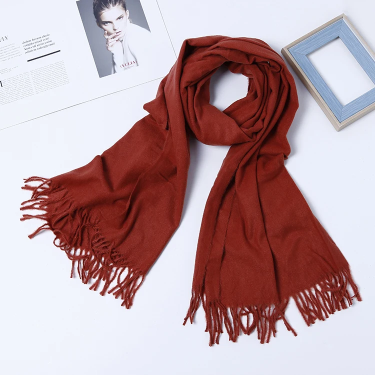 Rust Red TagerWilen, роскошный брендовый зимний шарф, унисекс,, женский, мужской, шерстяной, небесный, кашемировый шарф, Пашмина, с кисточками, для женщин и мужчин, накидка, шаль - Цвет: Rust Red
