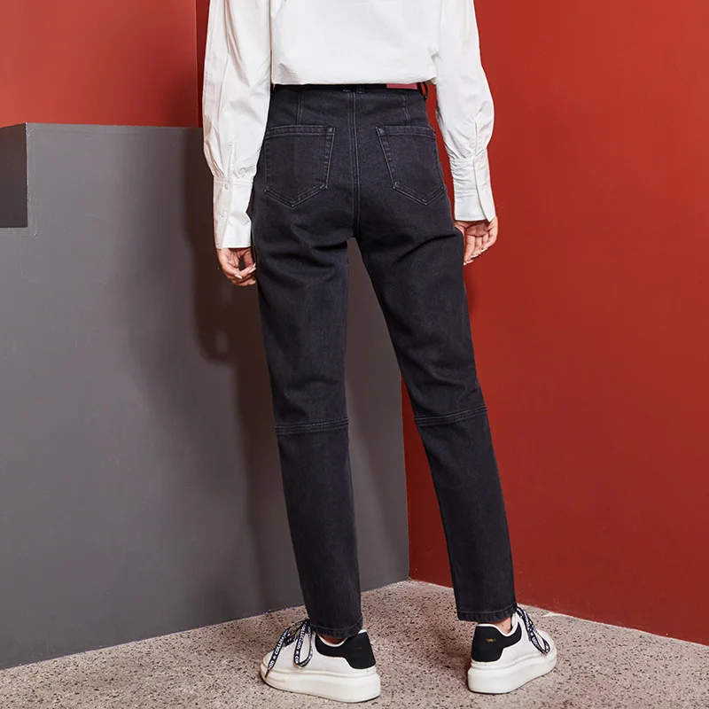 Goedkoop LEIJIJEANS winter nieuwe grote maat vrouwen klassieke jeans zwarte losse casual Harlan denim college wind 5XL wassen vrouwen jeans 9120