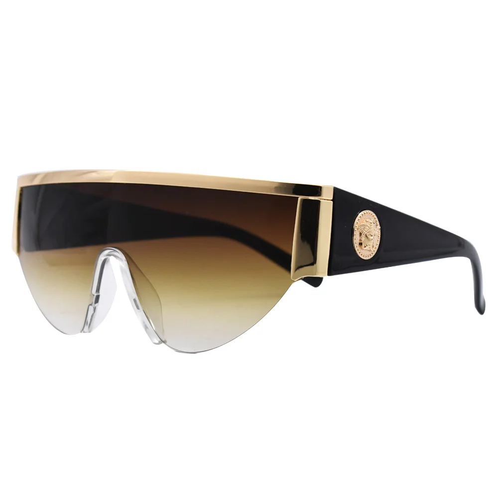 

2019 Oversized Goggle Vintage Brand Designer Black Mirror Sunglasses For Women Gradient Shades Men Eyewear Top zonnebril dames