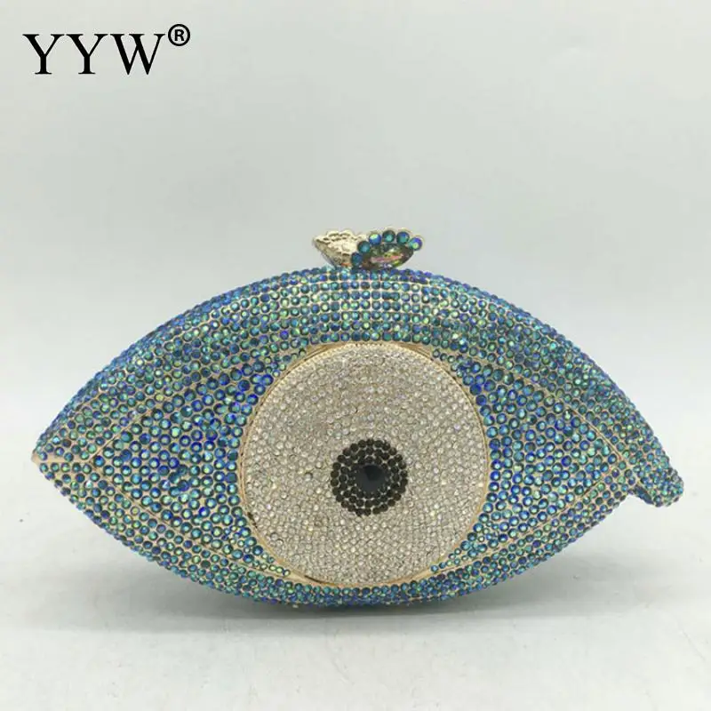 

Evil Eye Evening Bags For Women 2021 Rhinestone Crystal Clutch Mini Shoulder Bags Female Luxury Purse Diamond Pouch Banquet Bag