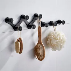Pasteable Clothes Hooks Punch-free Hools Wall Mounted Bathroom Coat Towel Foldable Row Hooks Bag Holder Bathroom Accessories