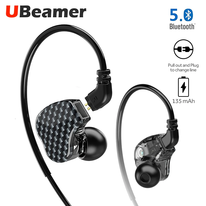 Ubeamer S3 Наушники Bluetooth 5 0 с двойной батареей 135 мАч сменный провод 6D звук