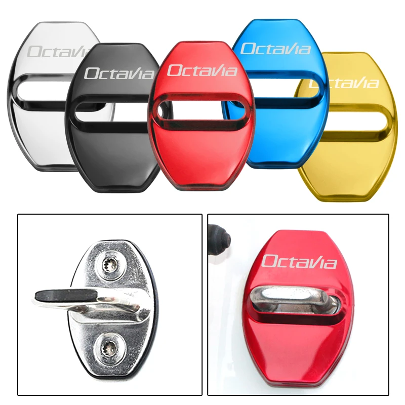 

4pcs/set Car Door Lock Cover Caps Protect Stainless Steel For Skoda Kodiaq Octavia Yeti Rapid Superb Fabia Karoq 2016 2017 2018