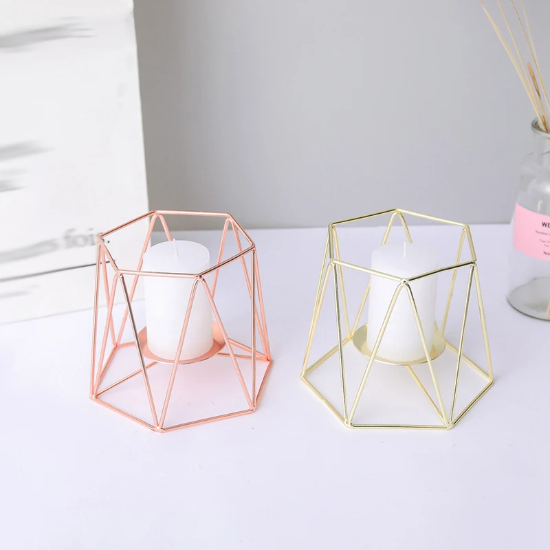Nordic Стиль 3D геометрический свет Металлический Подсвечник подставка для свечи Свадебная украшения дома 18,5*13,7 см 14,8*12,2 см x