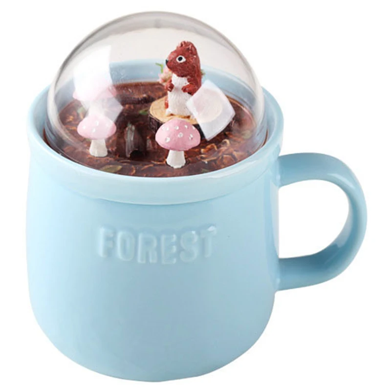 Creative Cartoon Animal Micro-Landscape Milk and Coffee Mug 400Ml High-Capacity Office Ceramic Cups Beauty Gifts