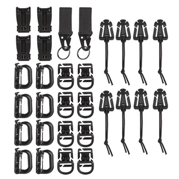 

30Pcs/set Tactical Gear Clip Buckle Strap D-ring Hooks Keychain Strap for Molle Backpack Webbing Attachments Outdoor Tools #s