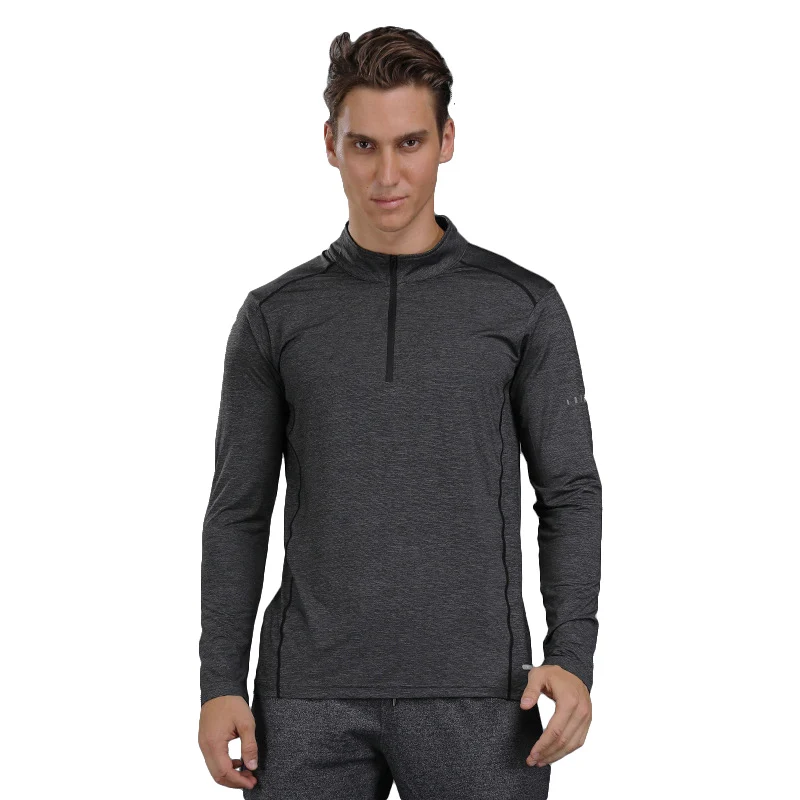 Spring and winter running long shirt men's quick-drying exercise compression sports gym workout outdoor climbing training - Цвет: Серый