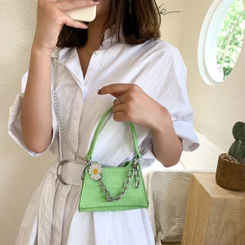 

Stone Pattern Shoulder Totes Bag Fashion Exquisite Shopping Bag Women Daisy Flower Chain Mini Crossbody Handbag