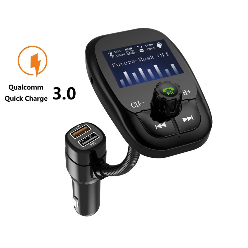 Fm-передатчик Быстрая зарядка 3,0 Автомобильное зарядное устройство Bluetooth автомобильный комплект Hands Free радио модулятор аудио lcd MP3 плеер USB/TF привод