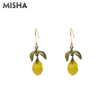 

MISHA Earrings Fashion Jewelry For Women Simple Lemon Cute Earring Charms Jewelry For Girls Ladies Gifts 2179