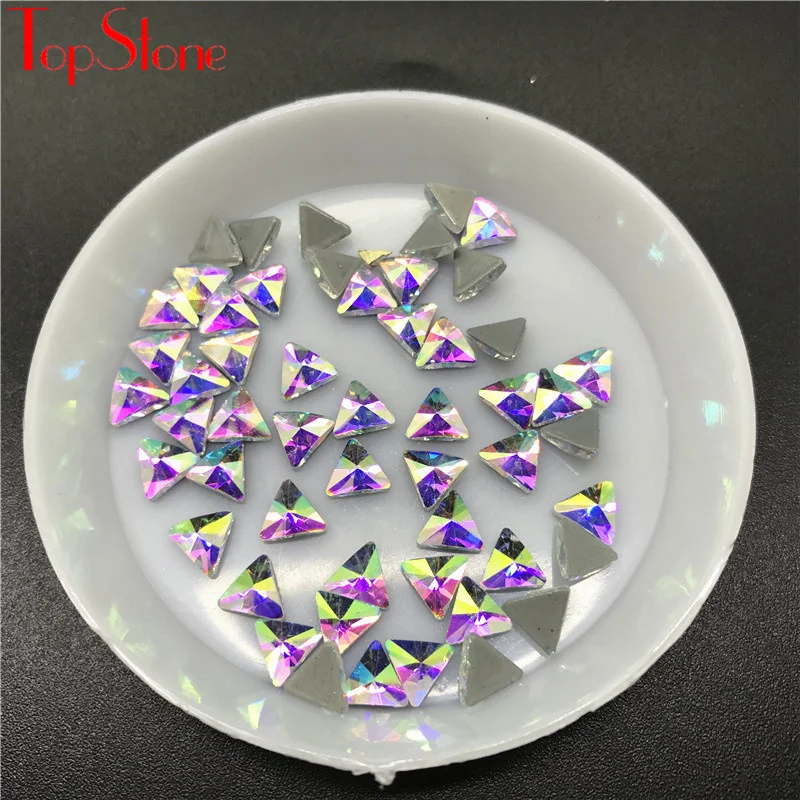 5mm triangle TopStone 3x10 мм стекло падение исправление хрусталя и искусственного алмаза AB Flatback капля железа на плоской задней части кристаллов - Цвет: 5mm triangle