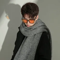 Boys Winter Scarf Lovers Wild Warmth Thickened Cold-Proof Knitted Scarf For Boyfriend