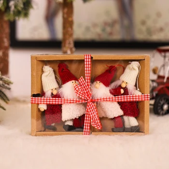 

Decoration Christmas Doll 4PCS Merry Christmas Ornament Xmas Tree Knitted Gift