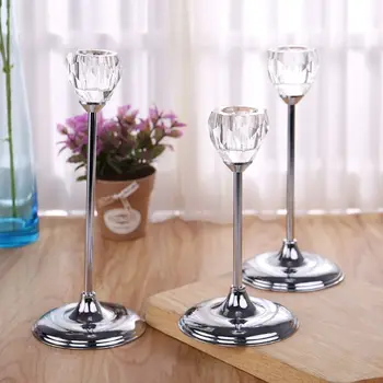 

Crystal Tealight Candle Holder Metal Candlestick Wedding Table Centerpiece Decor