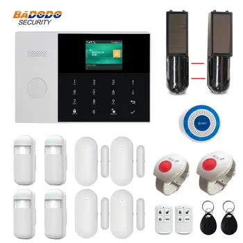 

WiFi GSM home Alarm security system with wireless 433MHz solar powered infrared beam sensor (optional) sos emergency button