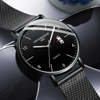 

mens wristwatches quartz stainless steel waterproof man watches business casual male clocks ontheedge brand watch