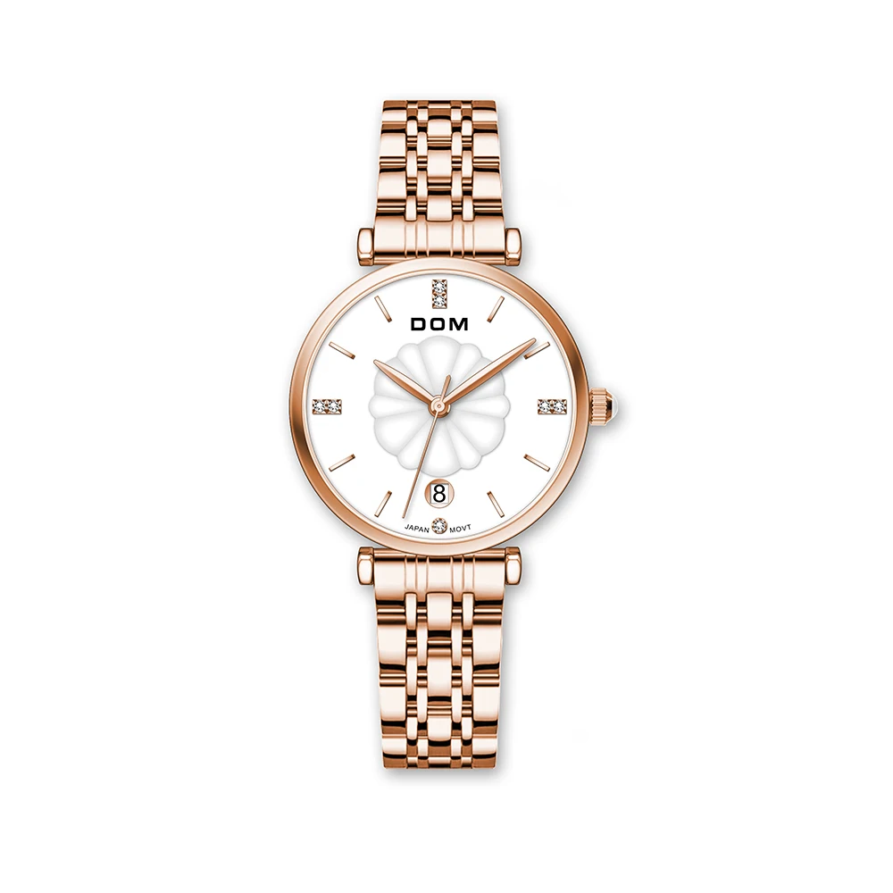 

DOM Light Fashion Luxury Women's WatchJapanese quartz movement Waterproof Swimming Stainless Steel Strap G-1340