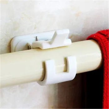 

4 PCS Storage Holder Hanging Rod Clip Adhesive Wall Curtain Hanging Rod Clamp Hooks Shower Curtain Rod Fixed Clip Hook 19DEC30
