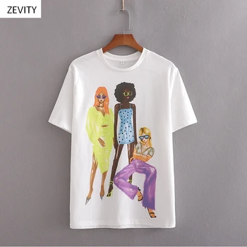 

2020 New Women fashion morden beauty printing casual white T-shirts female o neck short sleeve T shirts chic leisure tops T659