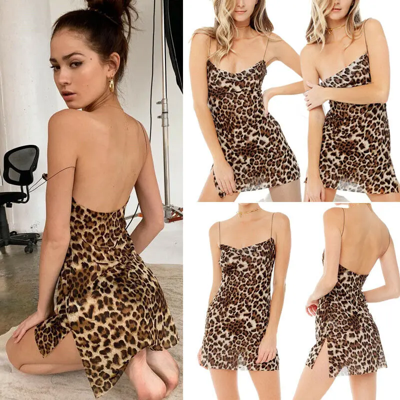 leopard mini slip dress