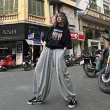 2020 summer new Korean loose beamed bloomers Pants Harajuku style solid color wild couple casual pants for women men trousers